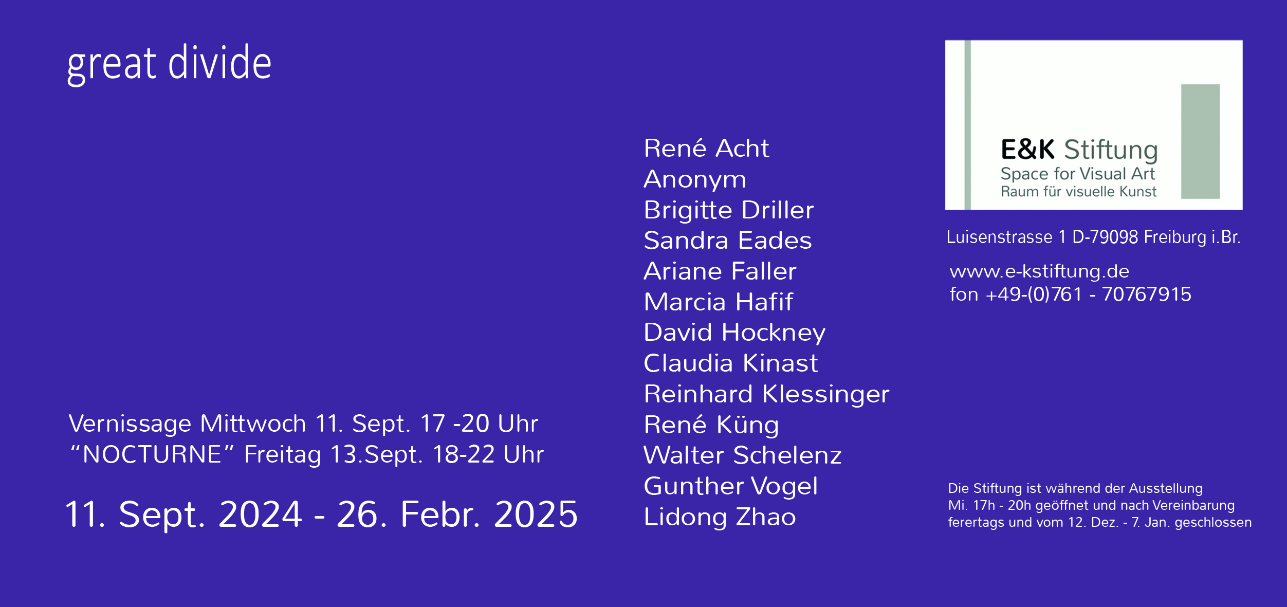Einladung "great divide" - 11. September 2024 - 26. Februar 2025