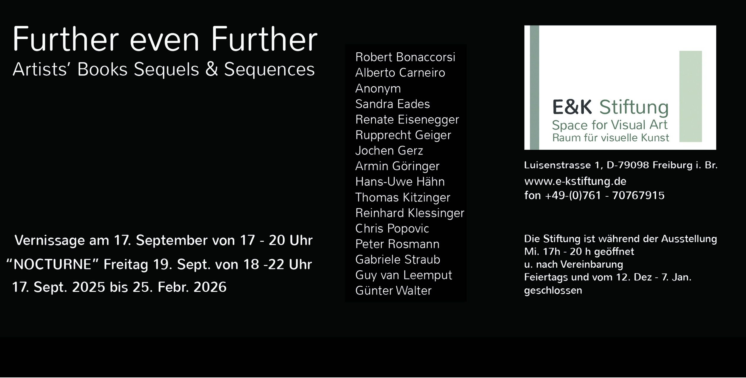 Einladung "Further even Further" - 17. September 2025 - 25. Februar 2026